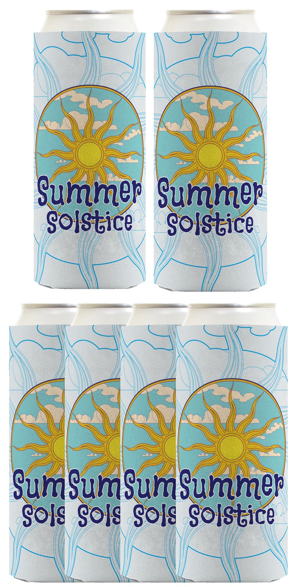 Summer Solstice Full Sun Standard or Slim Can Thermocooler Drink Sleeve