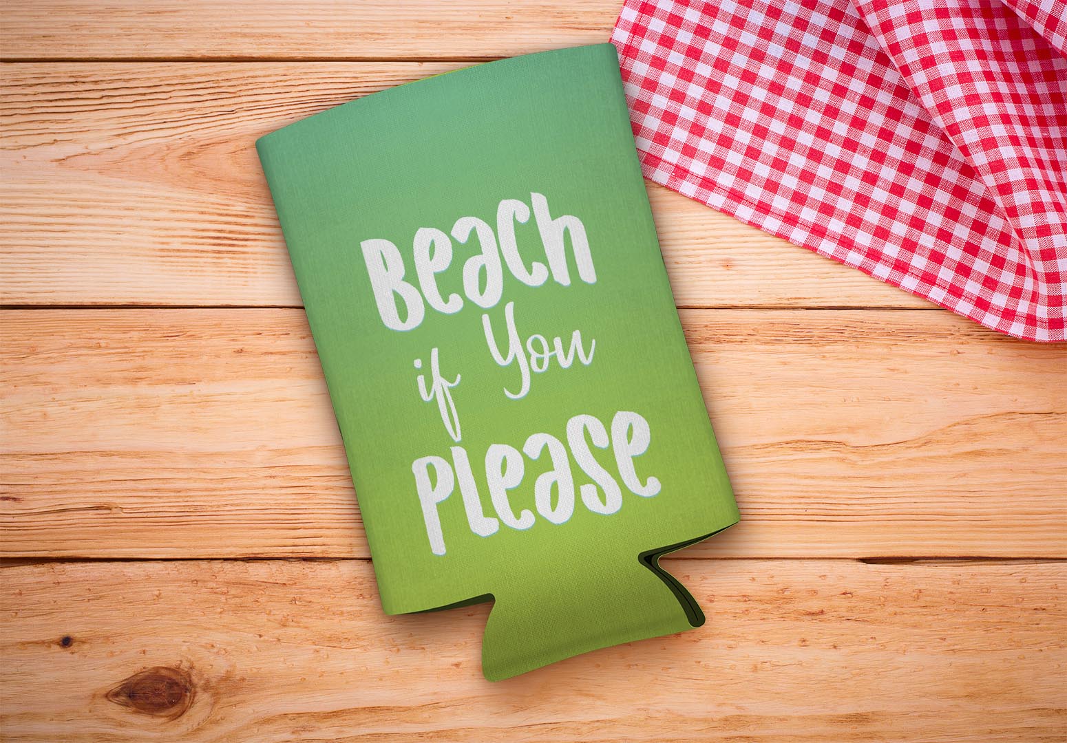 drink sleeve on a wood background