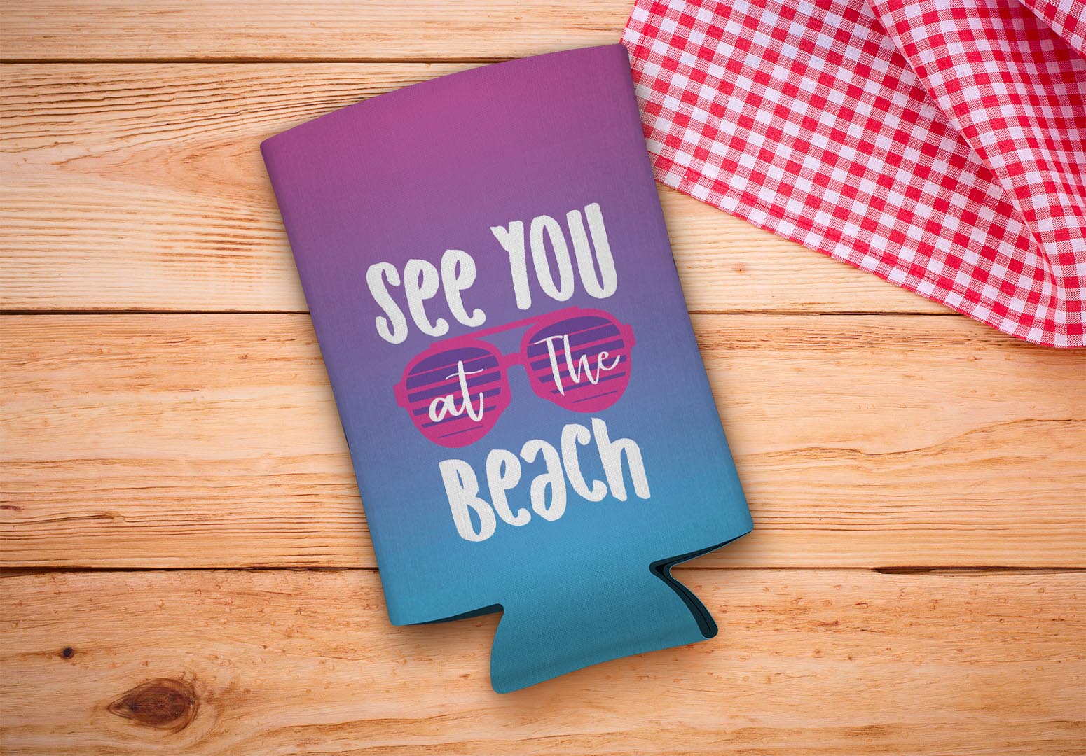 drink sleeve on a wood background