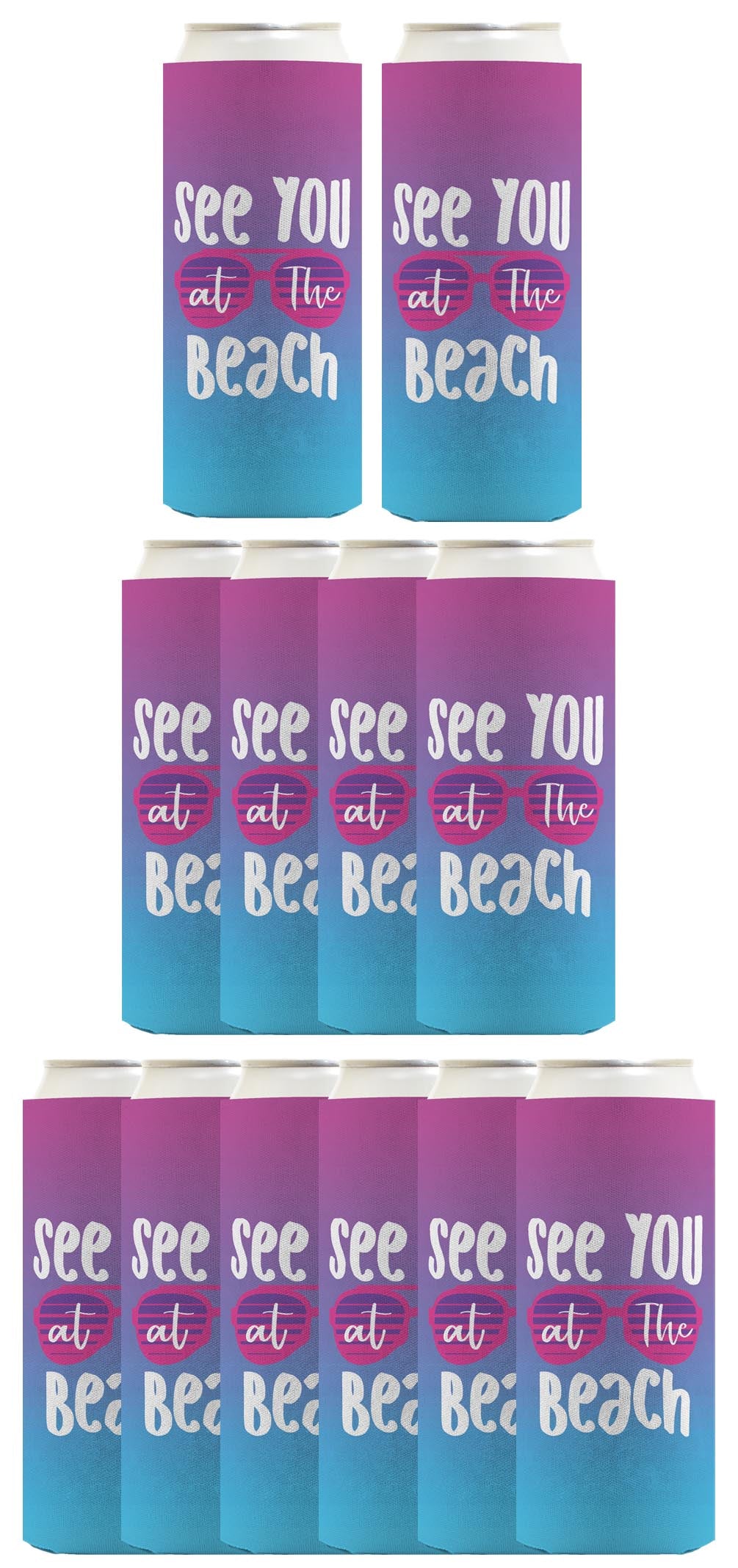 Summer Vibes See You At The Beach Standard or Slim Can Thermocooler Drink Sleeve