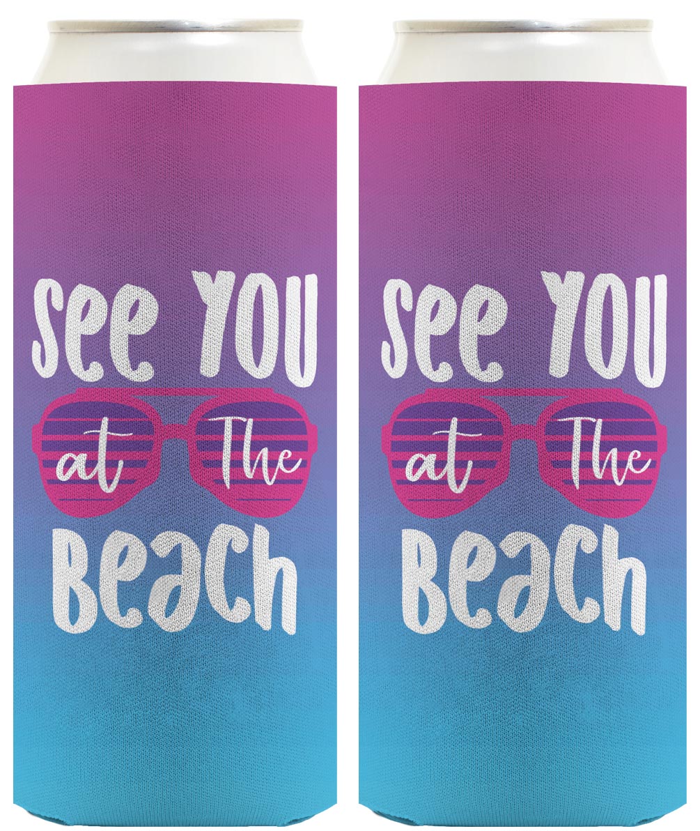 Summer Vibes See You At The Beach Standard or Slim Can Thermocooler Drink Sleeve