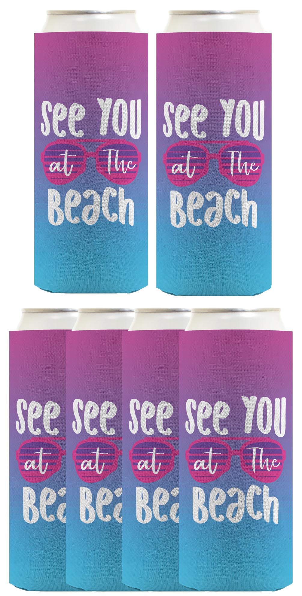 Summer Vibes See You At The Beach Standard or Slim Can Thermocooler Drink Sleeve