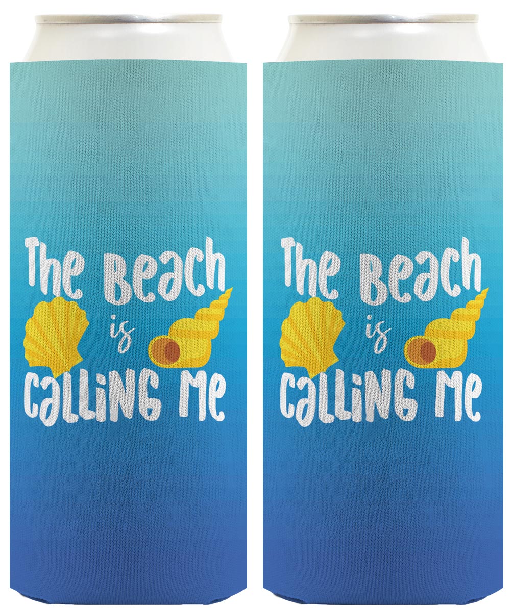 Summer Vibes The Beach Is Calling Me Standard or Slim Can Thermocooler Drink Sleeve