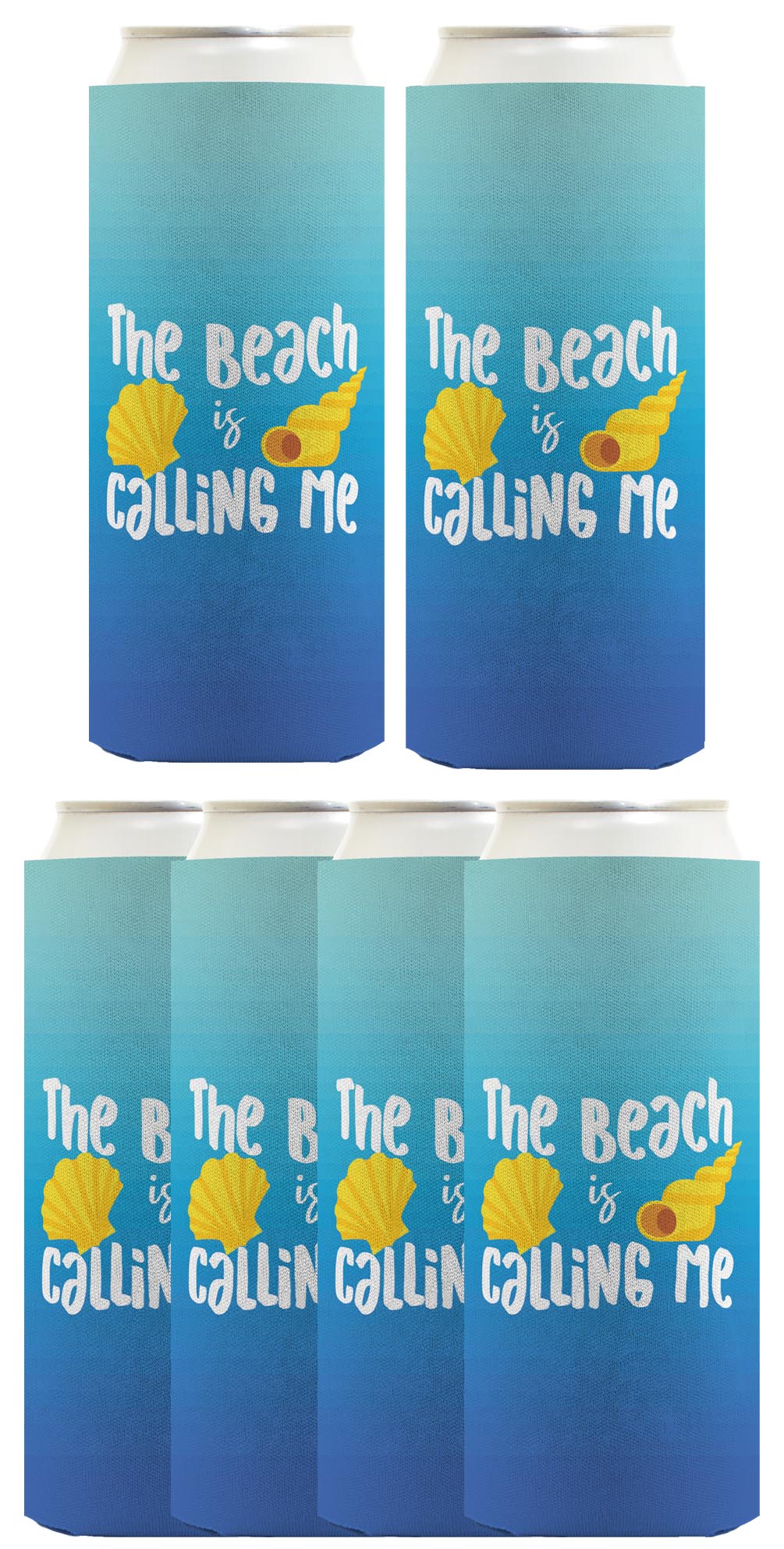 Summer Vibes The Beach Is Calling Me Standard or Slim Can Thermocooler Drink Sleeve