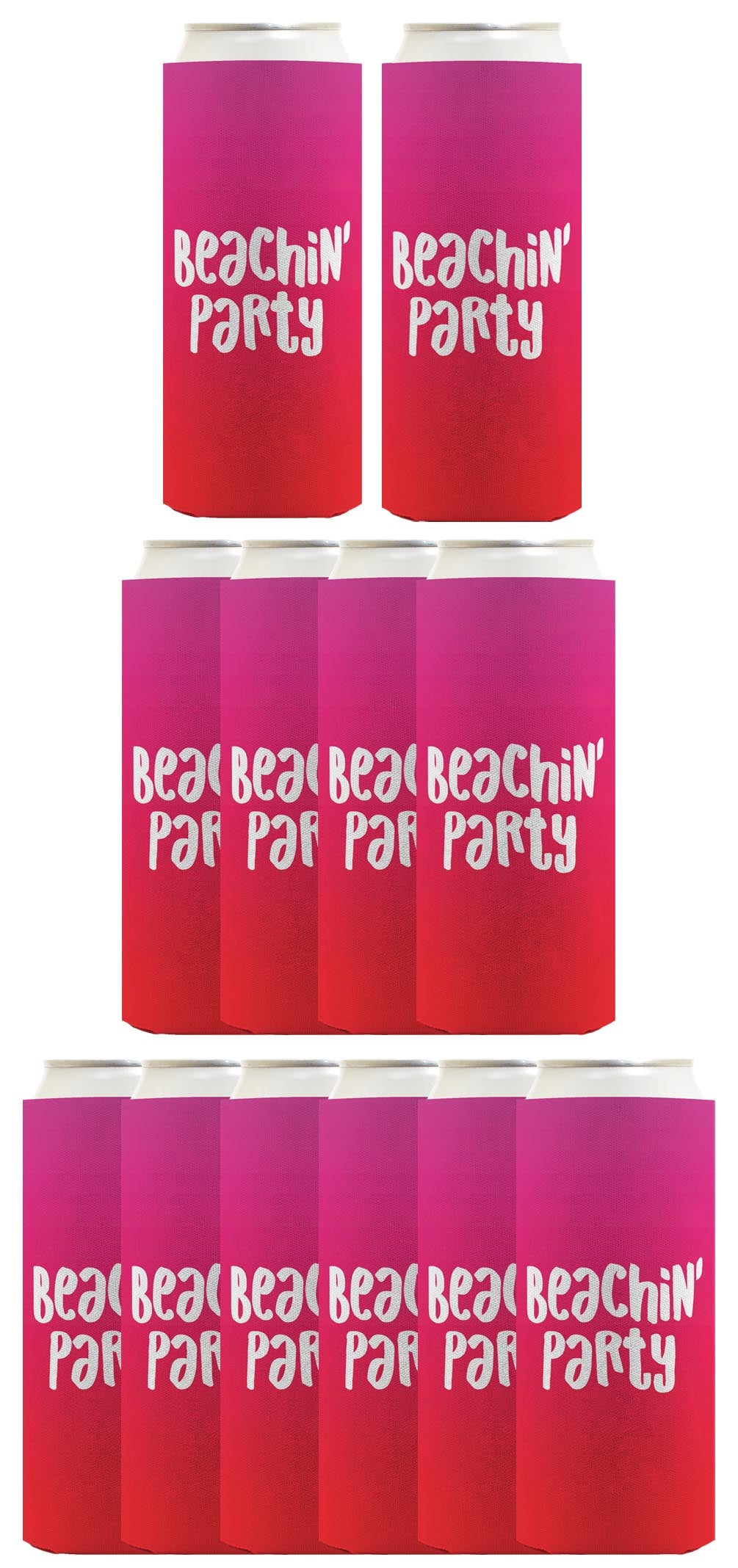 Summer Vibes Beachin Party Standard or Slim Can Thermocooler Drink Sleeve