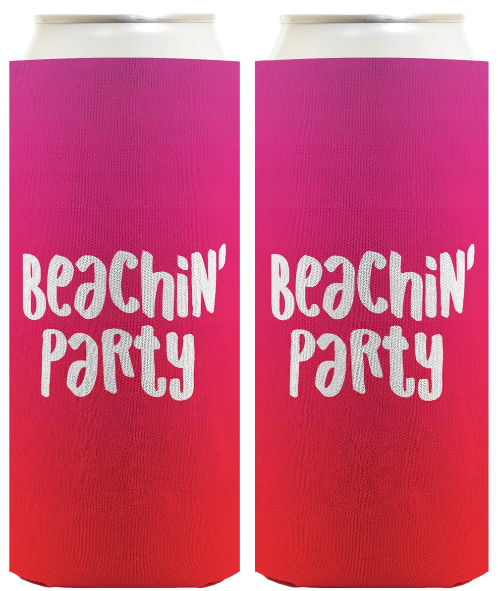 Summer Vibes Beachin Party Standard or Slim Can Thermocooler Drink Sleeve