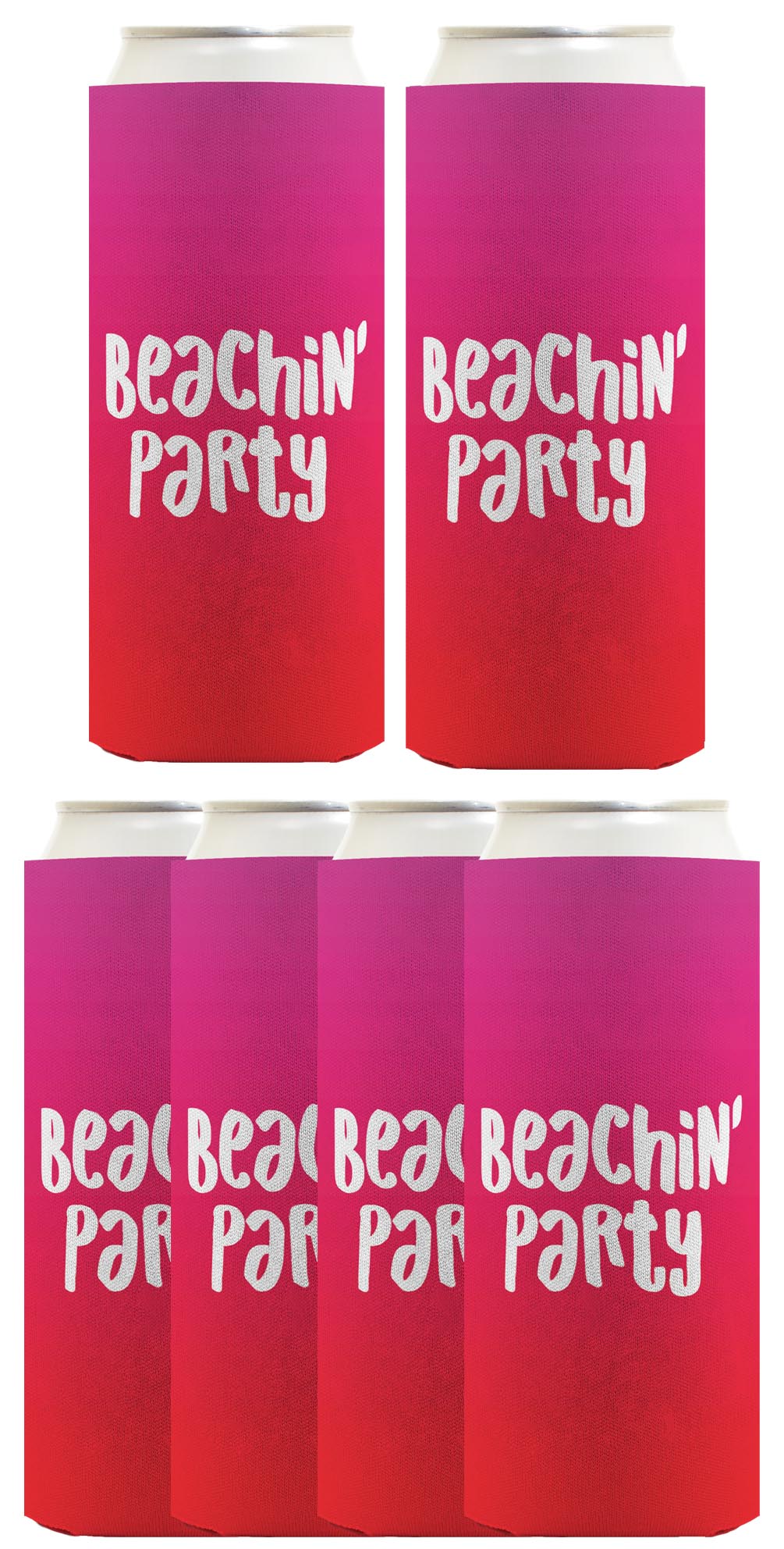 Summer Vibes Beachin Party Standard or Slim Can Thermocooler Drink Sleeve