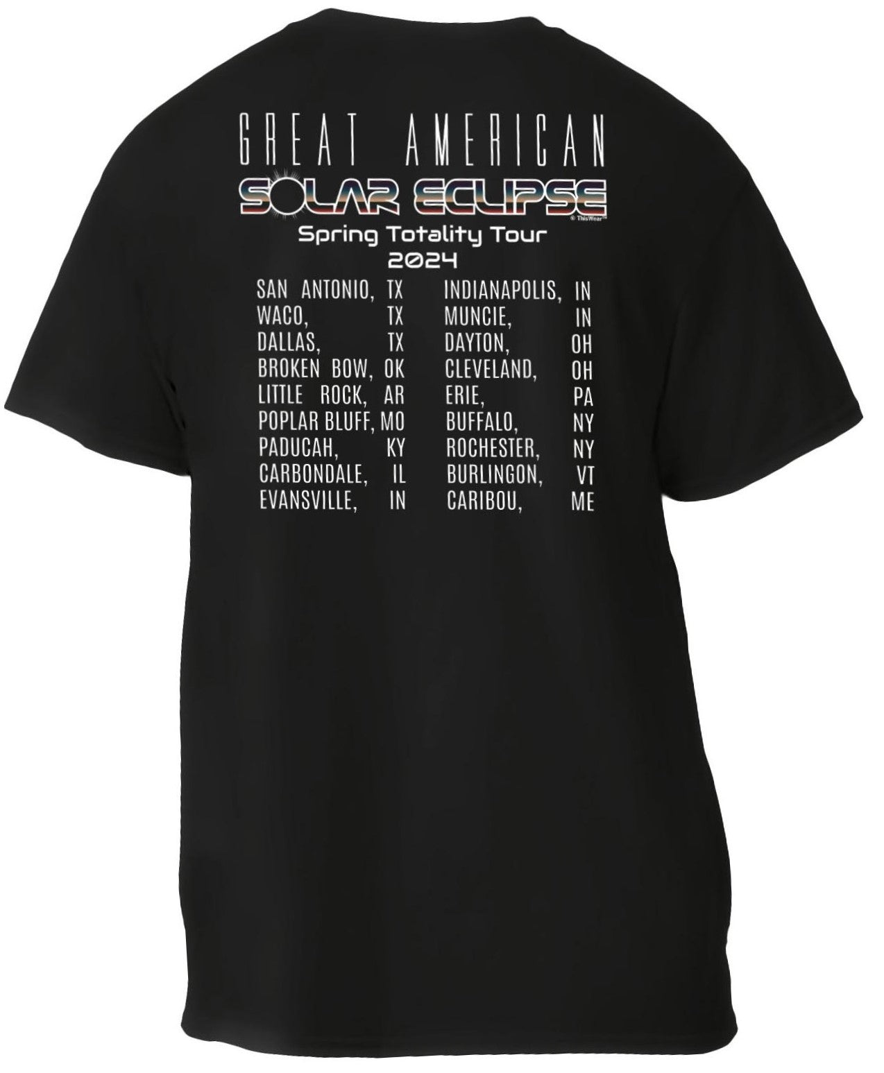 Solar Eclipse US Tour 2024 2 Sided Print Short Sleeve Unisex T-Shirt