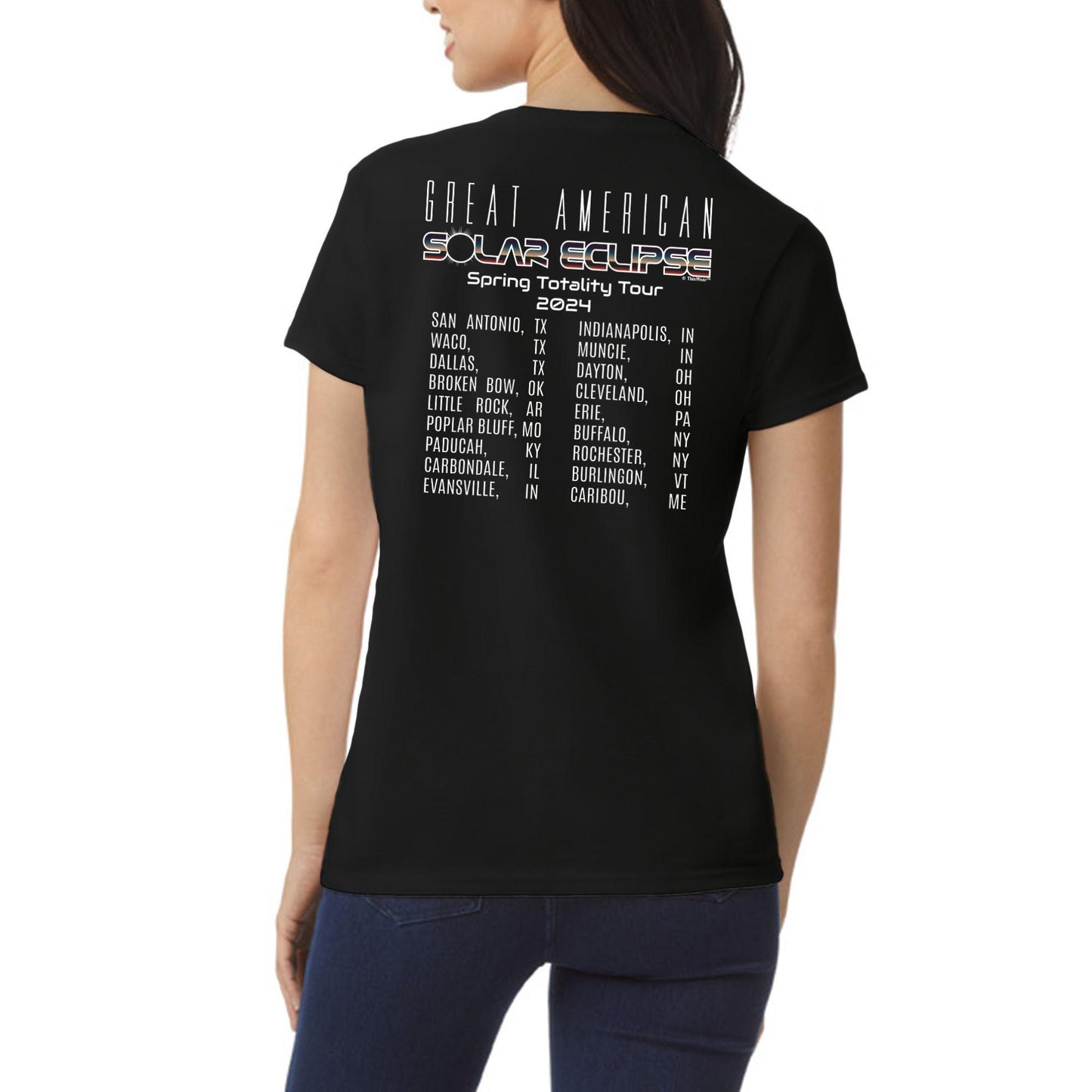 Solar Eclipse US Tour 2024 2 Sided Print Short Sleeve Unisex T-Shirt
