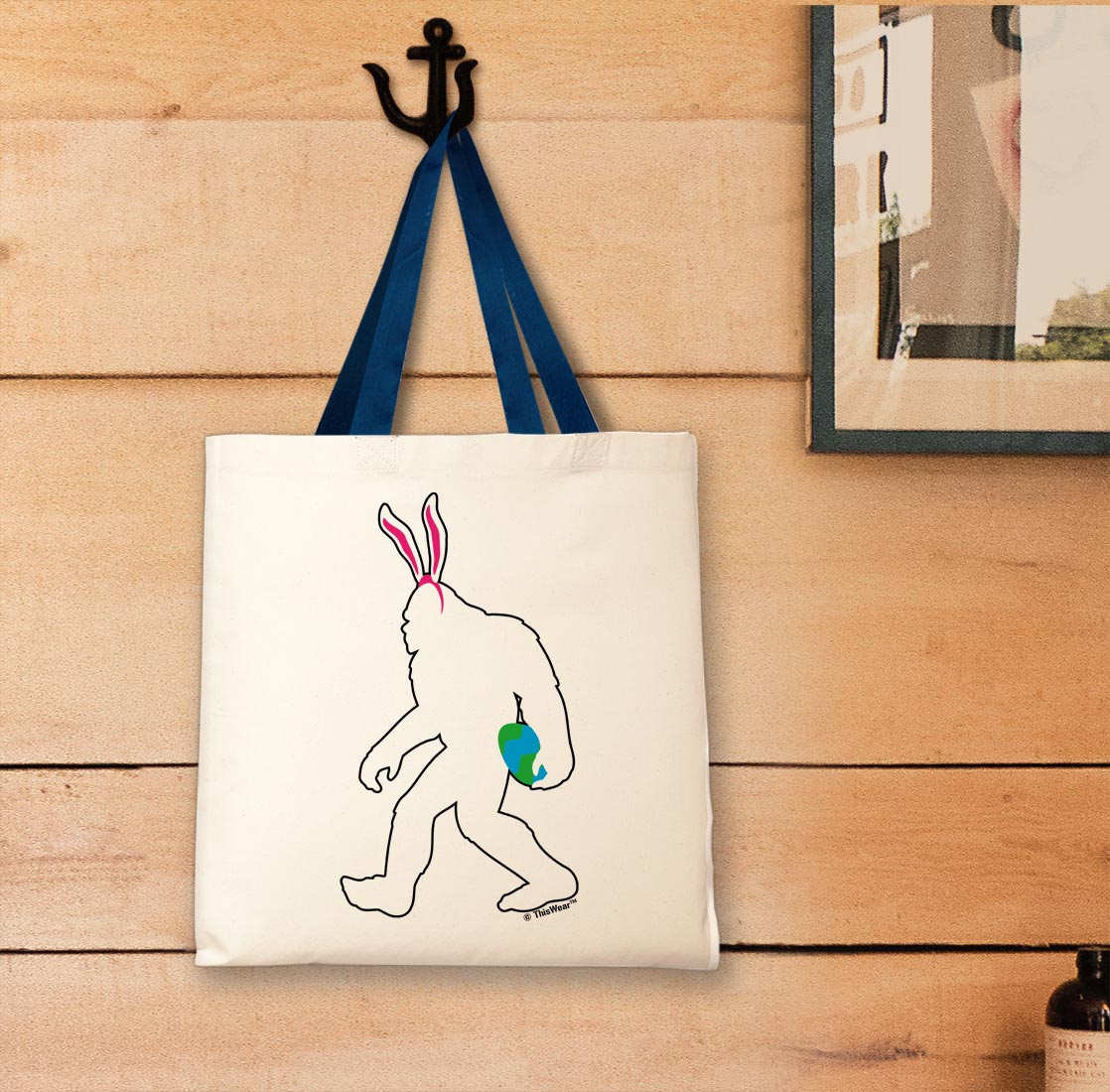tote bag hanging on a wall