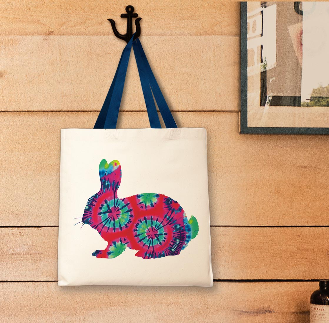 tote bag hanging on a wall