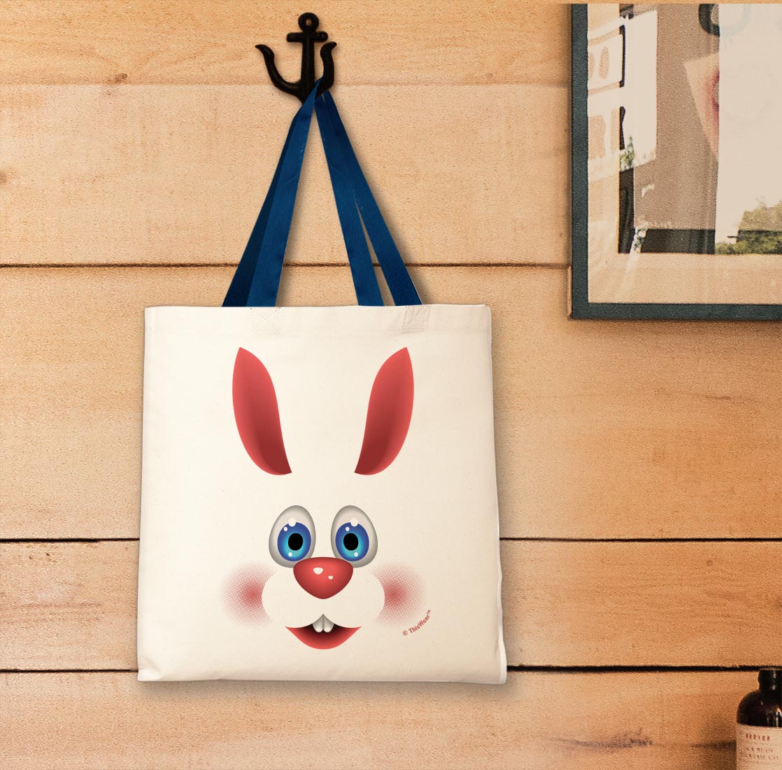 tote bag hanging on a wall