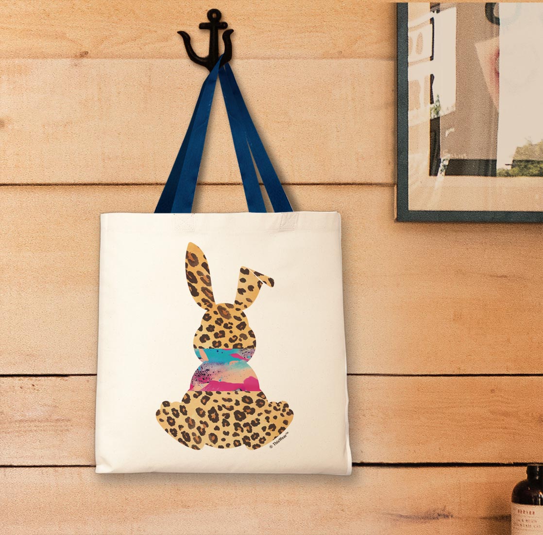 tote bag hanging on a wall