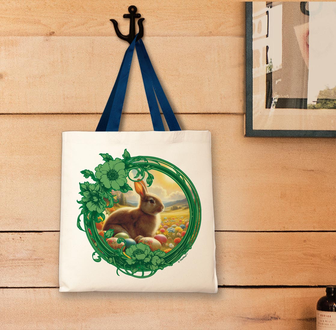 tote bag hanging on a wall