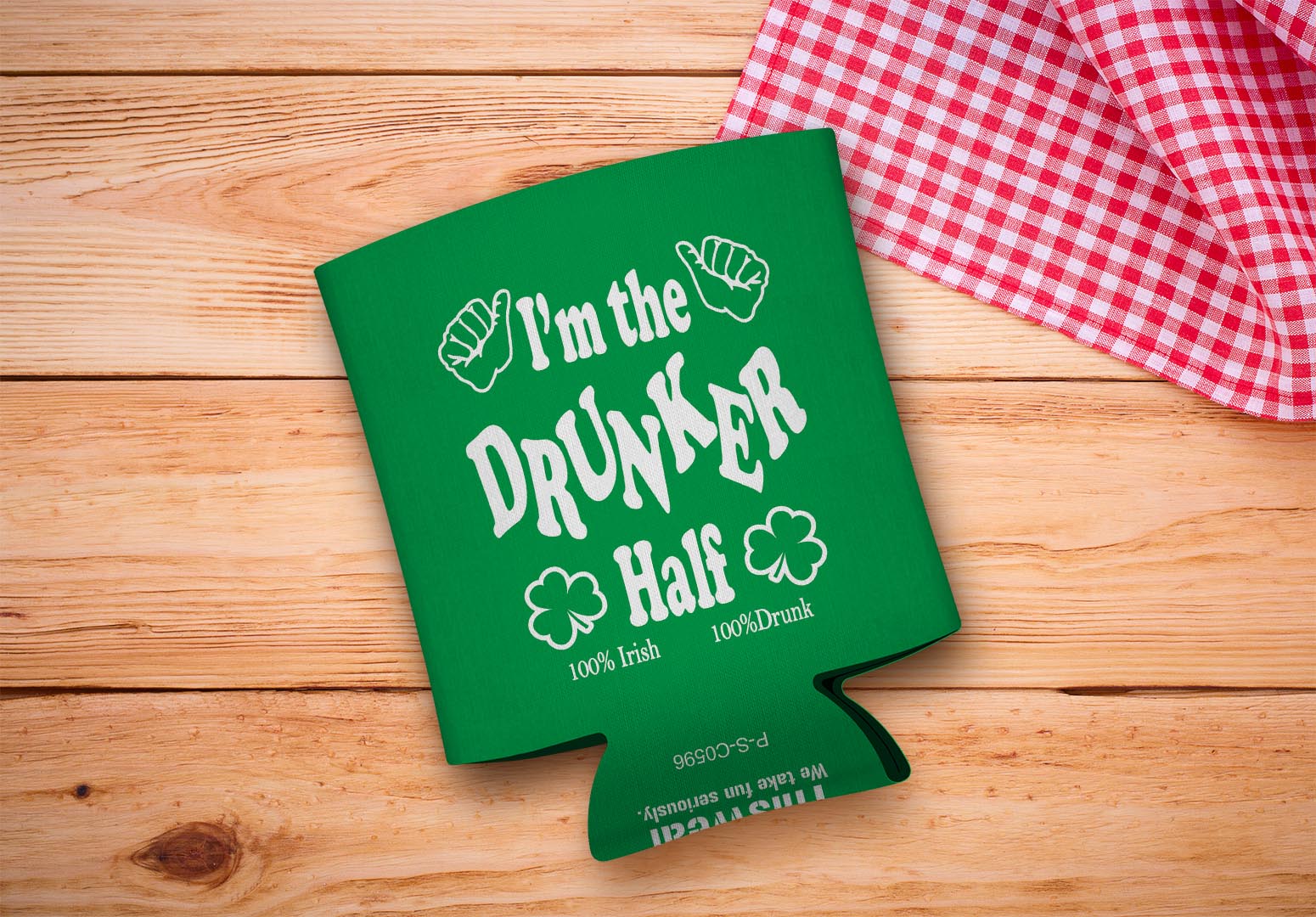 drink sleeve on a wood background