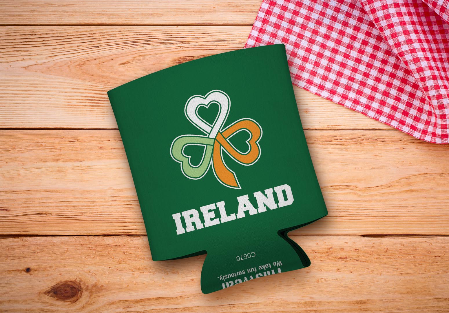 drink sleeve on a wood background
