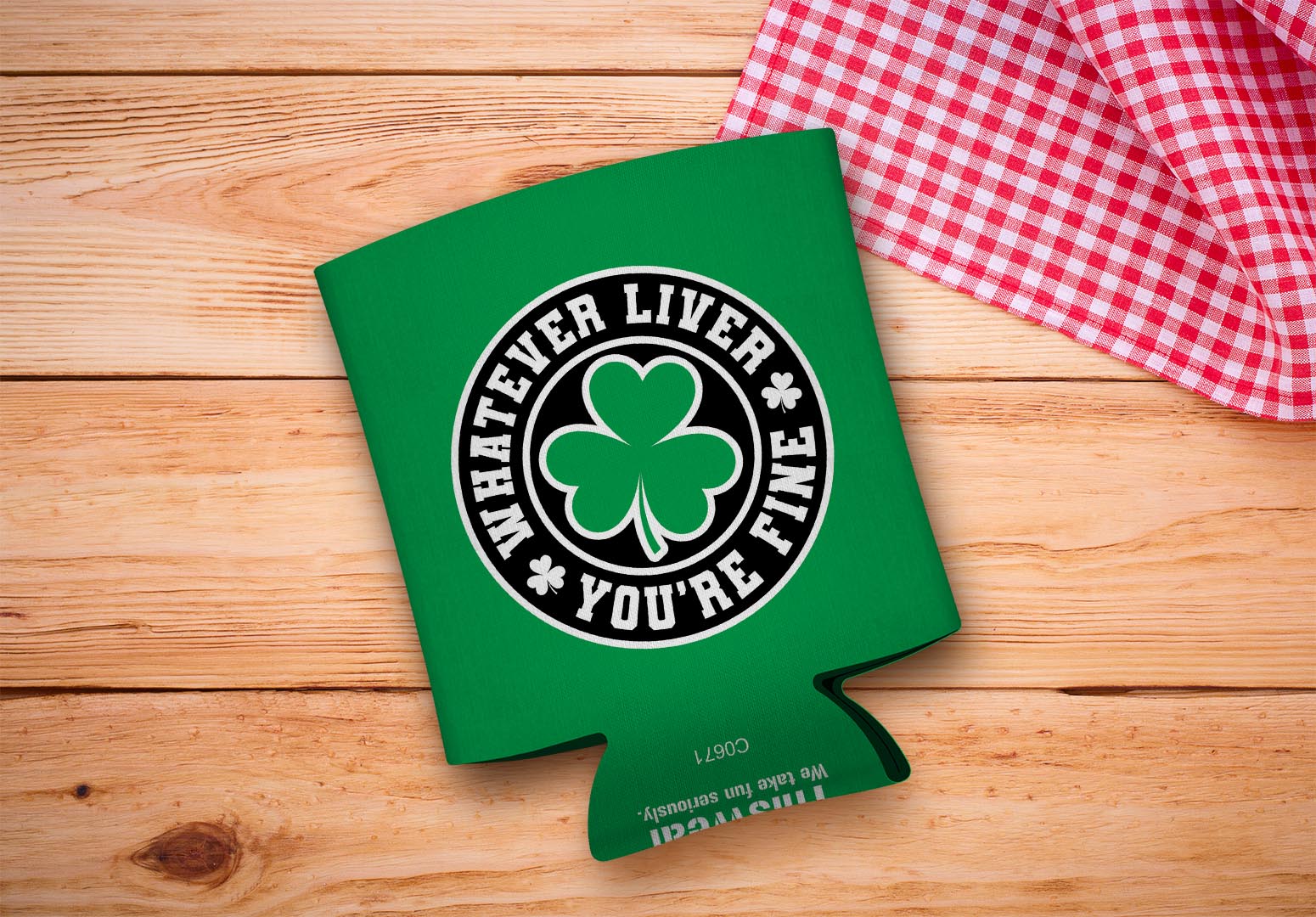 drink sleeve on a wood background