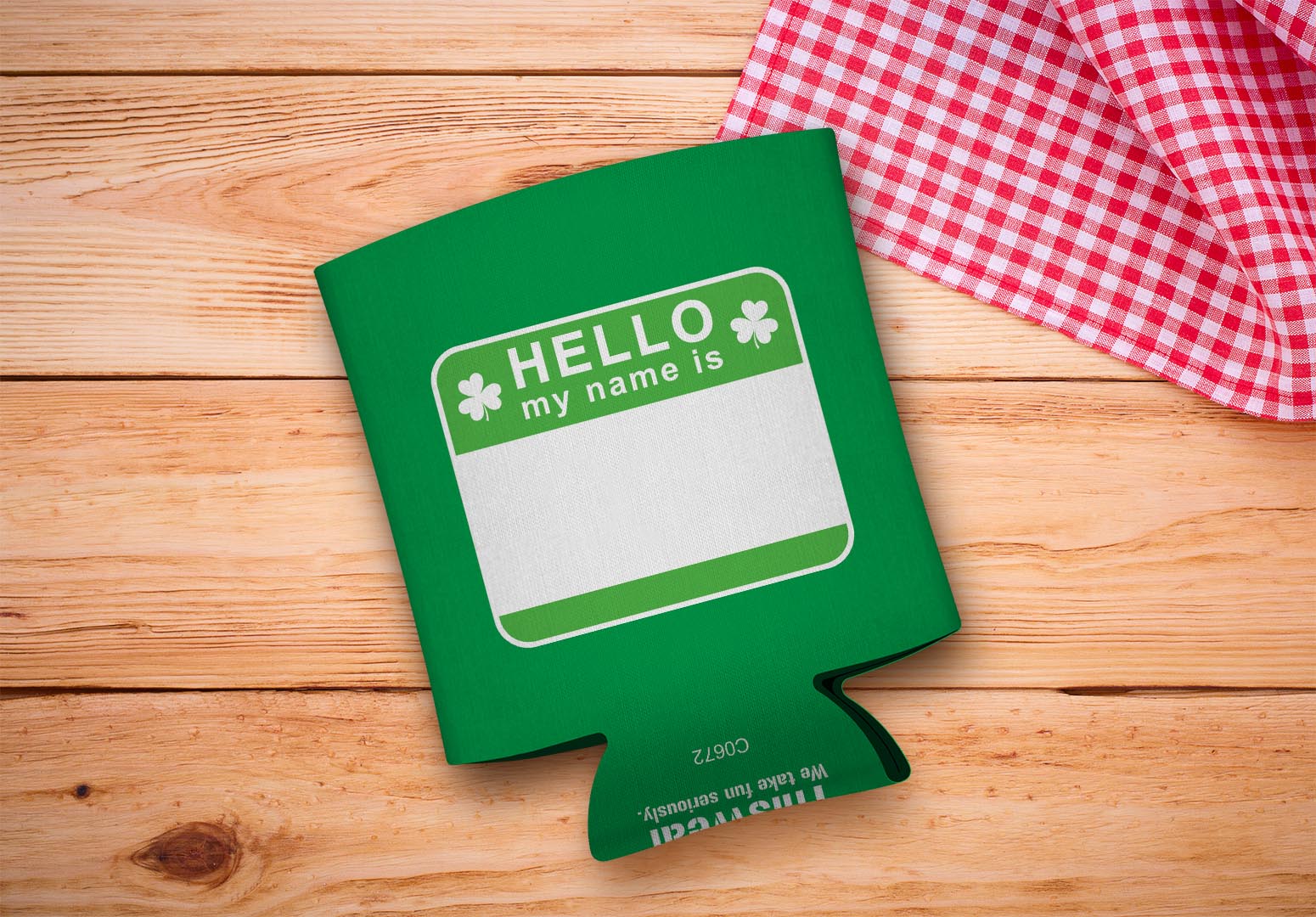 drink sleeve on a wood background
