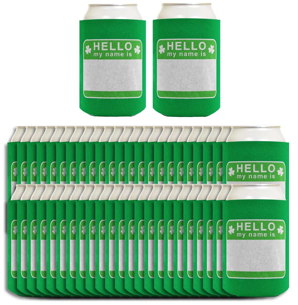 St Patricks Party Tag Hello My Name Is Standard or Slim Can Thermocooler Drink Sleeve