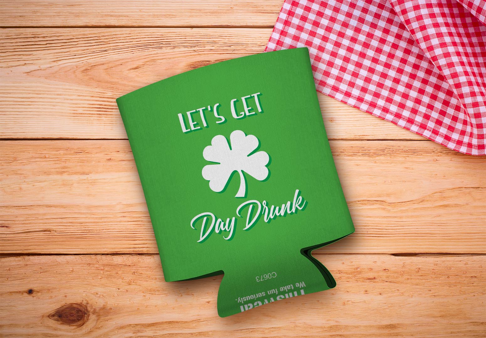 drink sleeve on a wood background