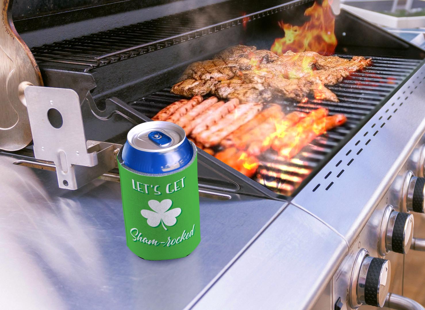 drink sleeve on a grill