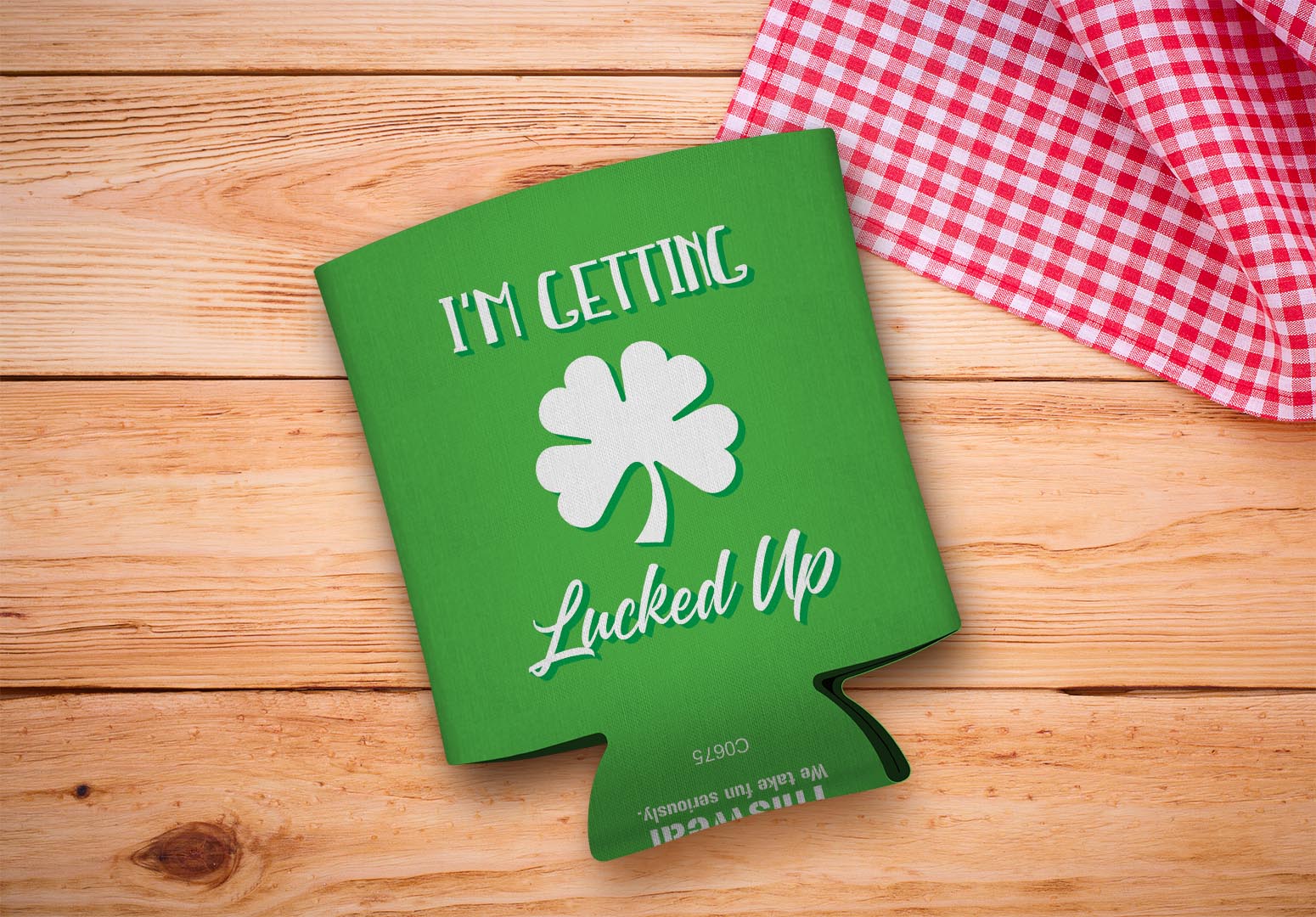 drink sleeve on a wood background
