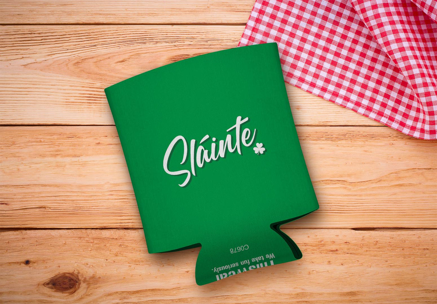drink sleeve on a wood background