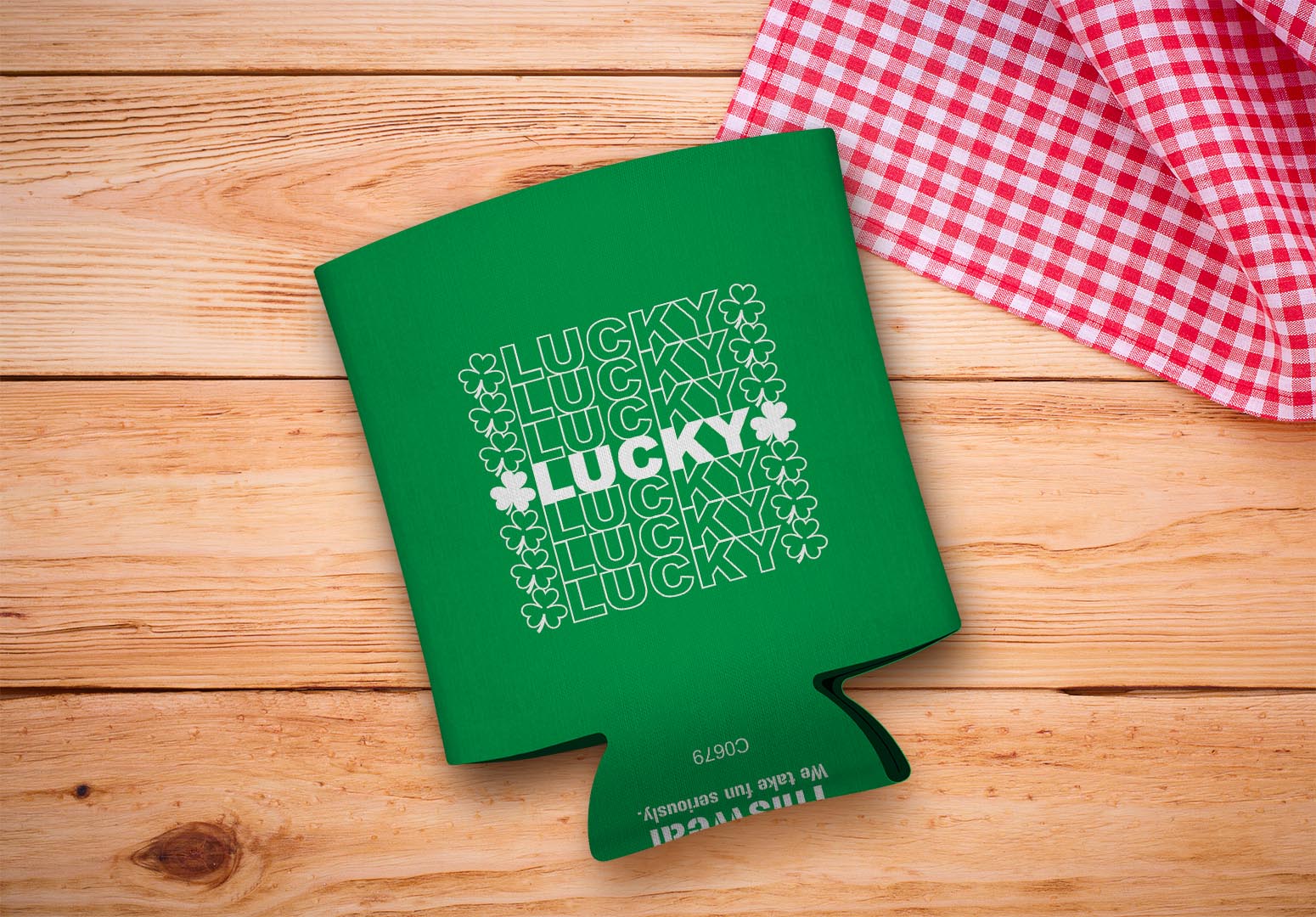 drink sleeve on a wood background
