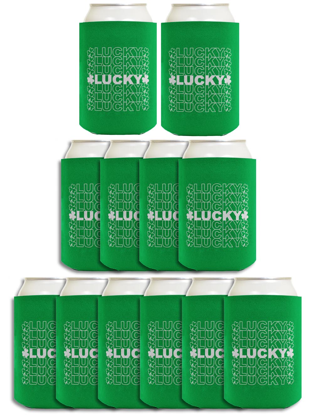 St Patricks Lucky Word Art Standard or Slim Can Thermocooler Drink Sleeve