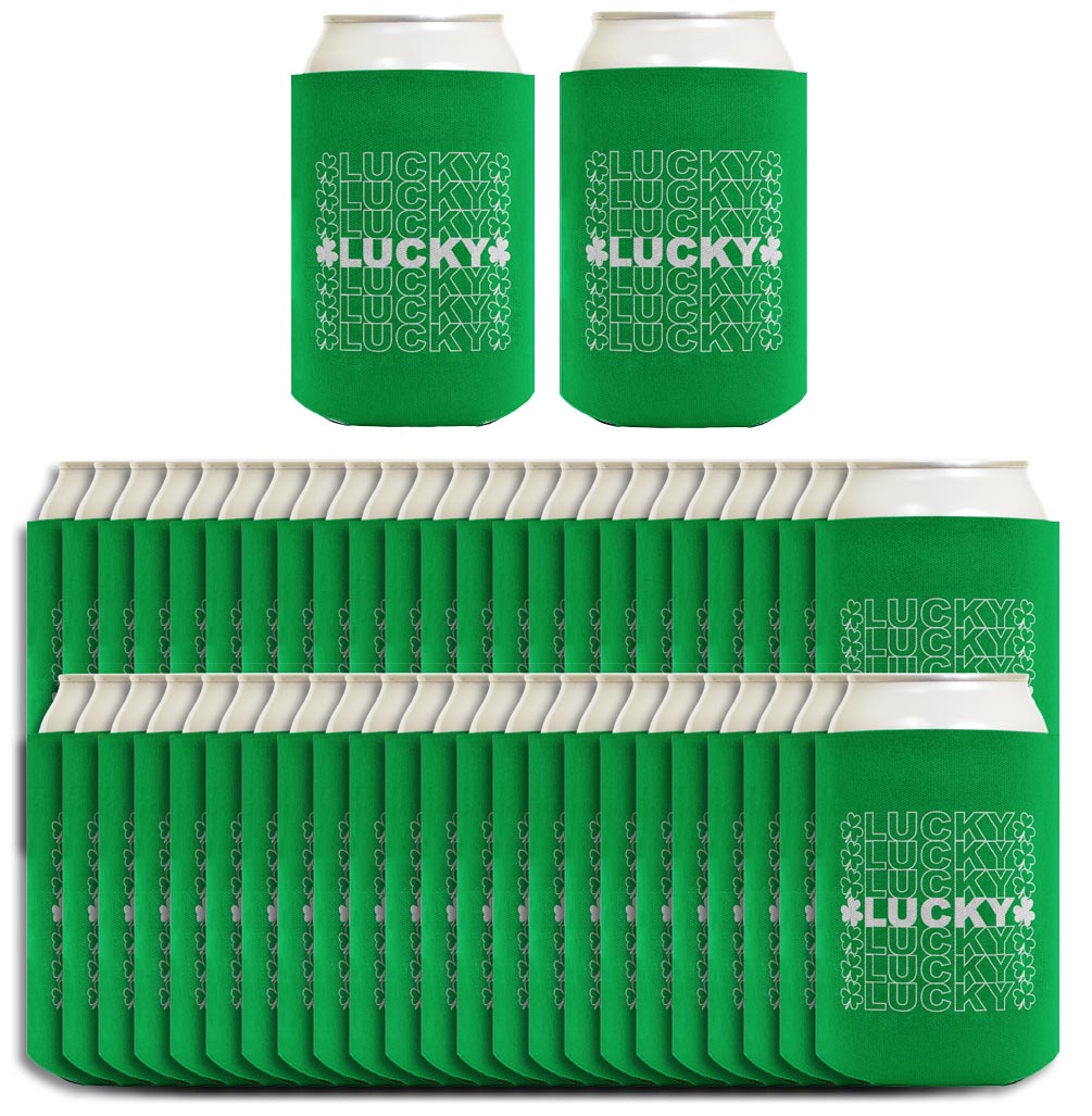 St Patricks Lucky Word Art Standard or Slim Can Thermocooler Drink Sleeve