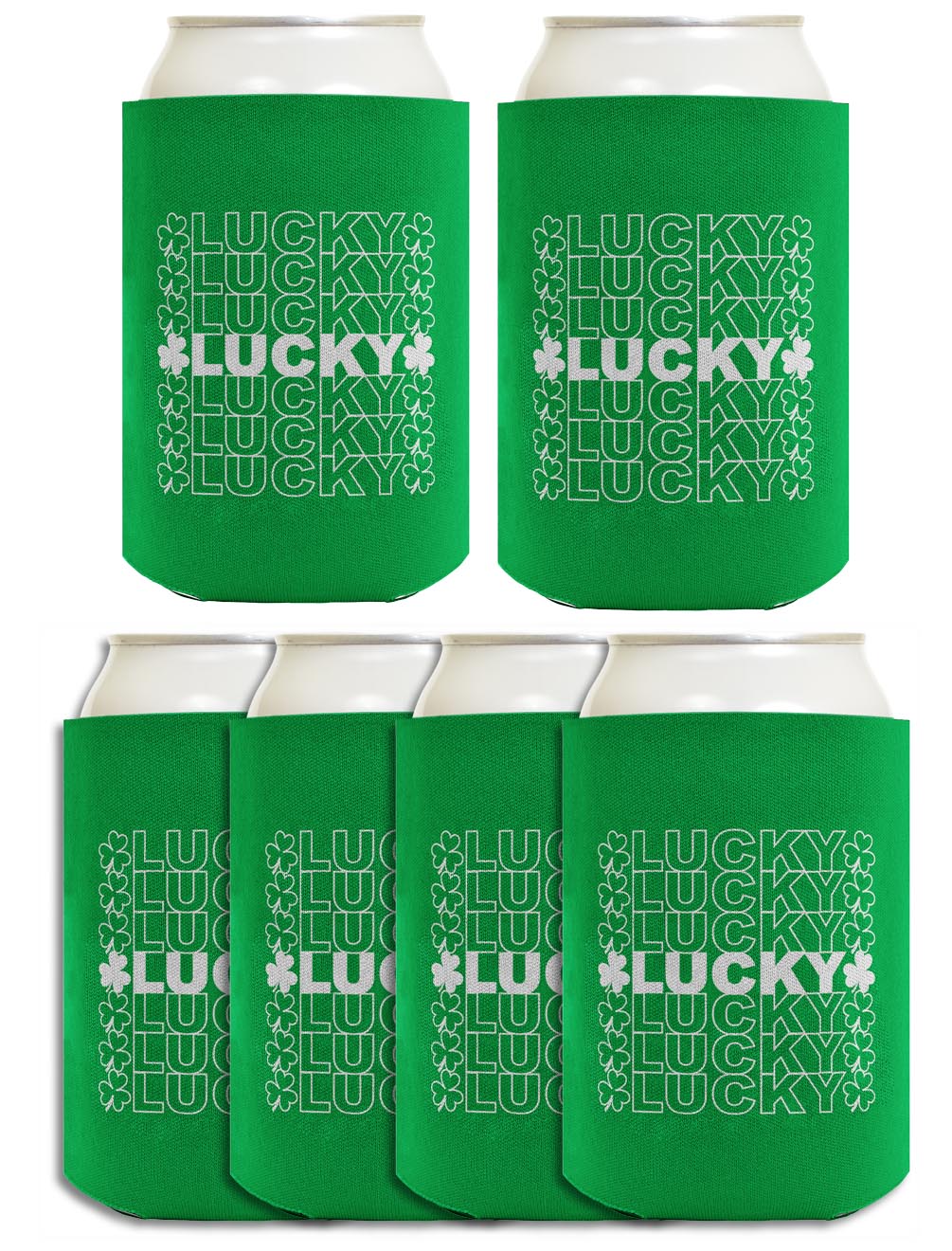 St Patricks Lucky Word Art Standard or Slim Can Thermocooler Drink Sleeve