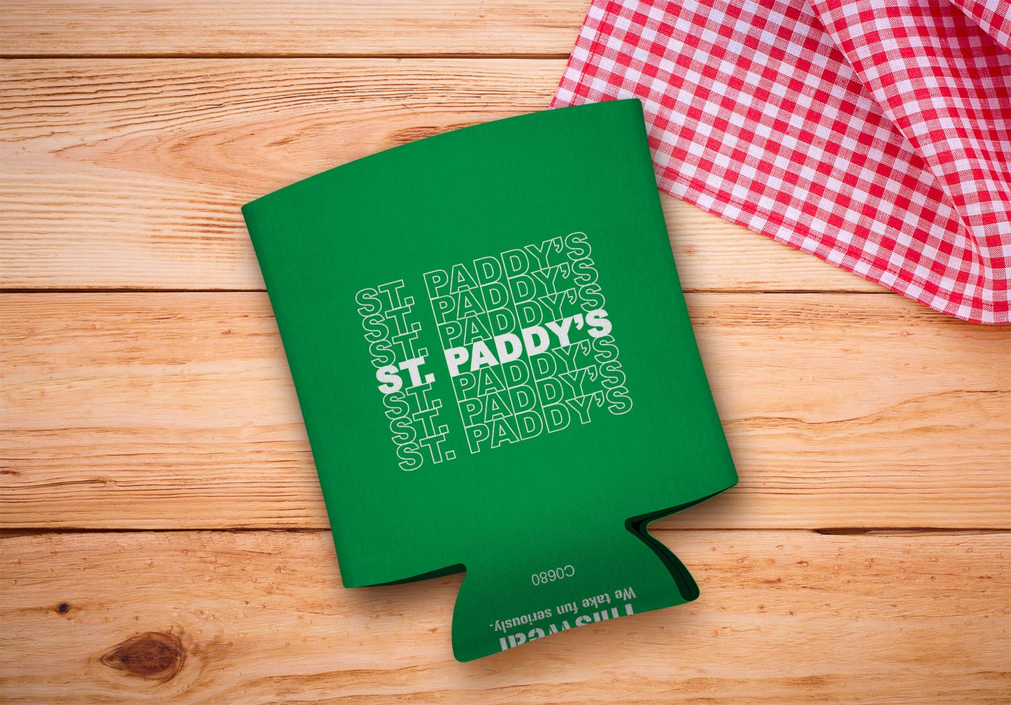 drink sleeve on a wood background