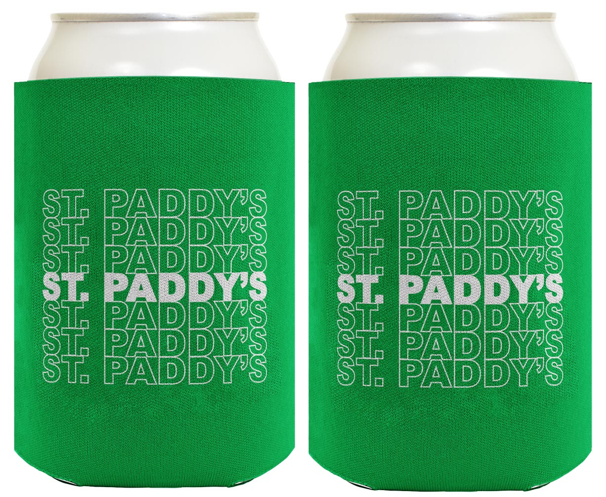 St Patricks St Paddy's Word Art Standard or Slim Can Thermocooler Drink Sleeve
