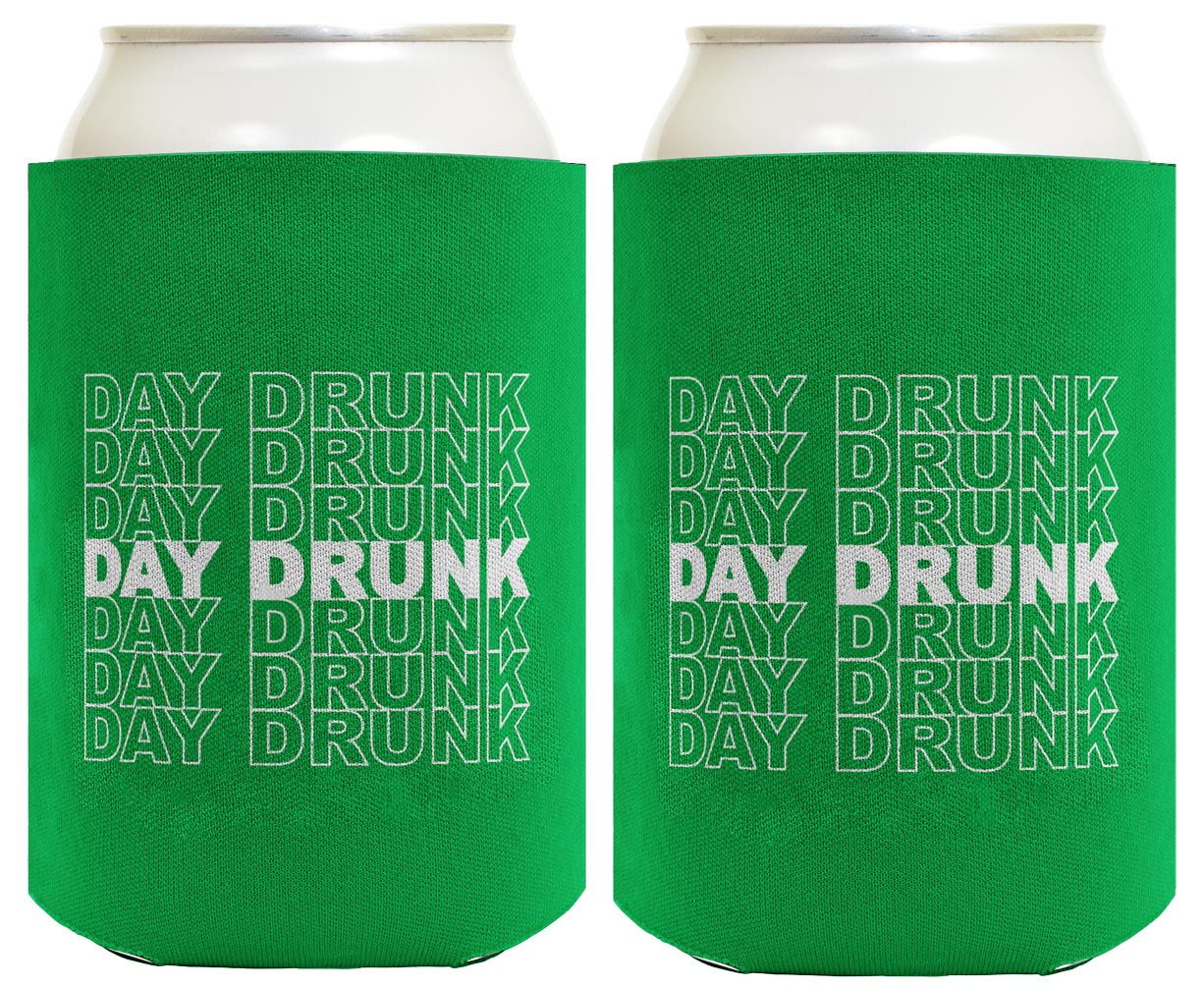 St Patricks Day Drunk Word Art Standard or Slim Can Thermocooler Drink Sleeve