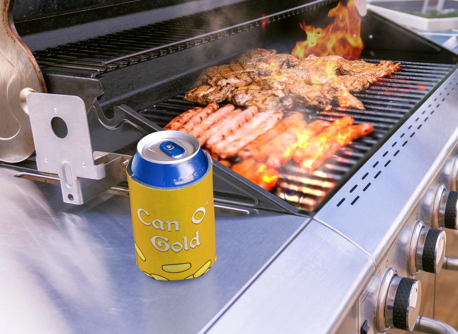 drink sleeve on a grill