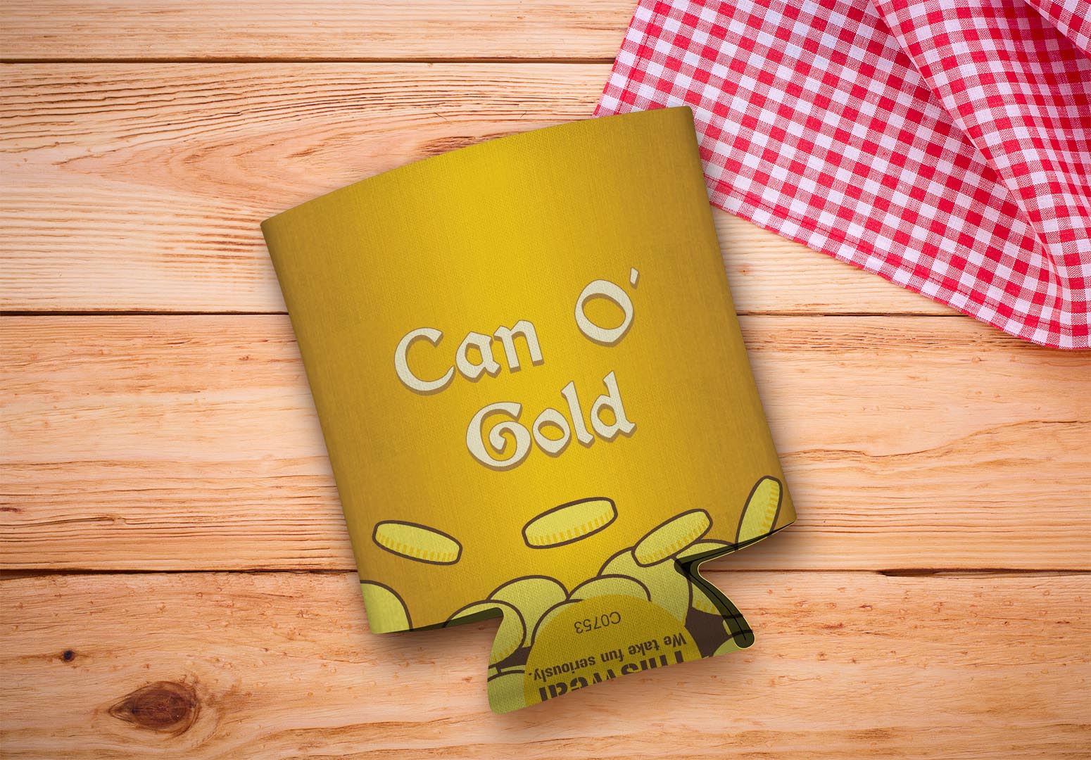 drink sleeve on a wood background