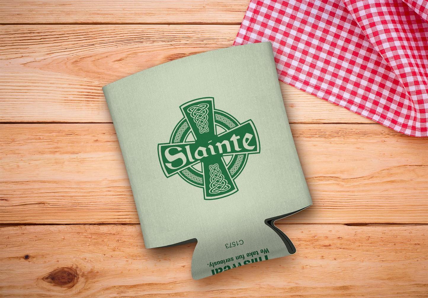 drink sleeve on a wood background