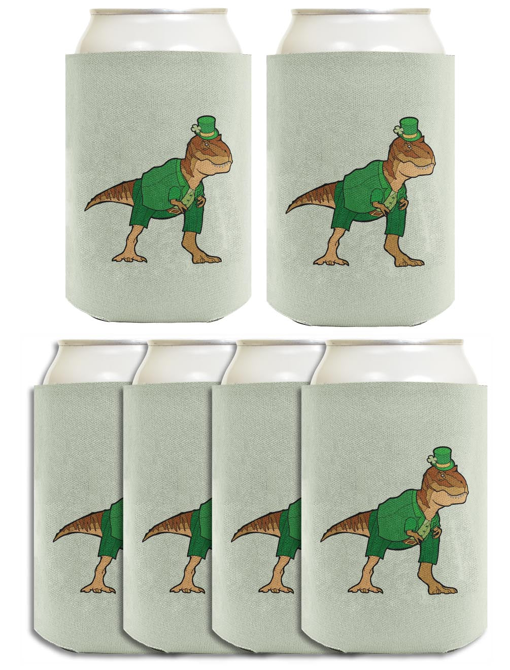 T-Rex Leprechaun Standard or Slim Can Thermocooler Drink Sleeve