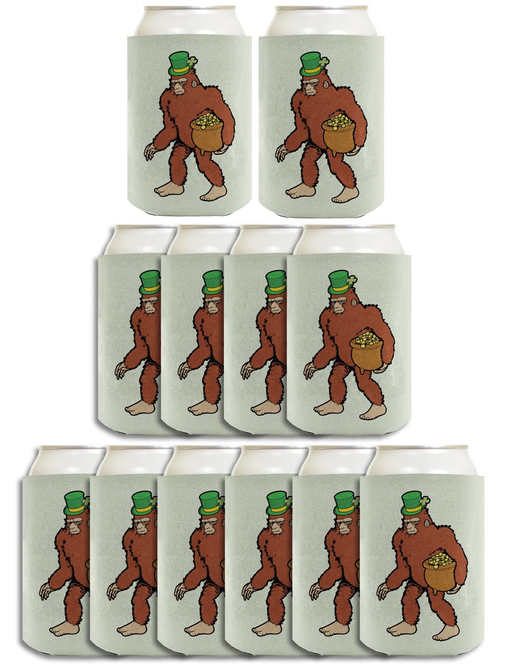 Sasquatch Leprechaun Standard or Slim Can Thermocooler Drink Sleeve