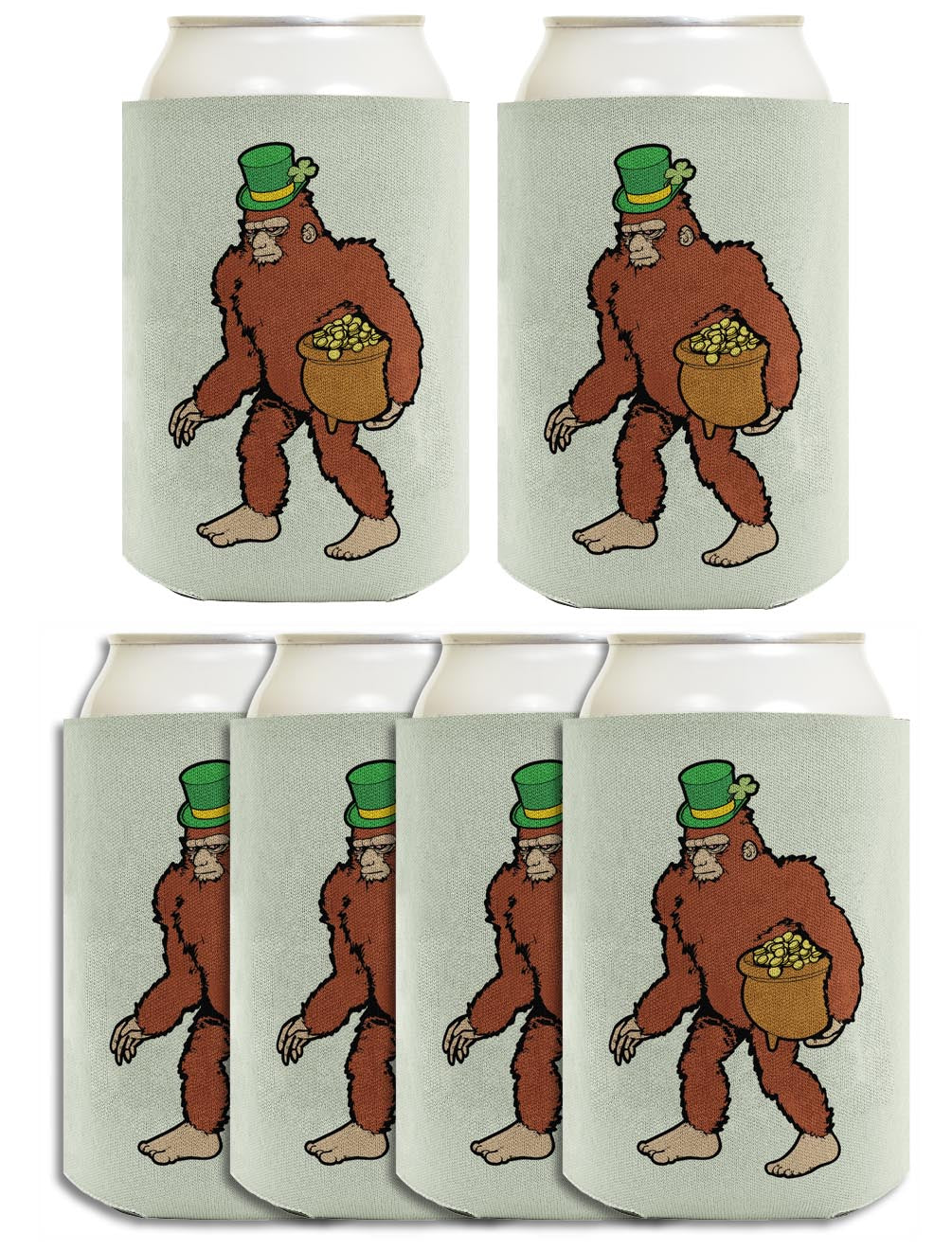 Sasquatch Leprechaun Standard or Slim Can Thermocooler Drink Sleeve
