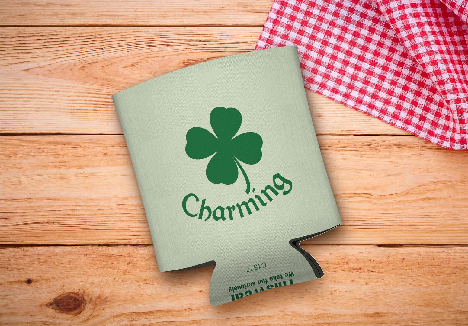 drink sleeve on a wood background