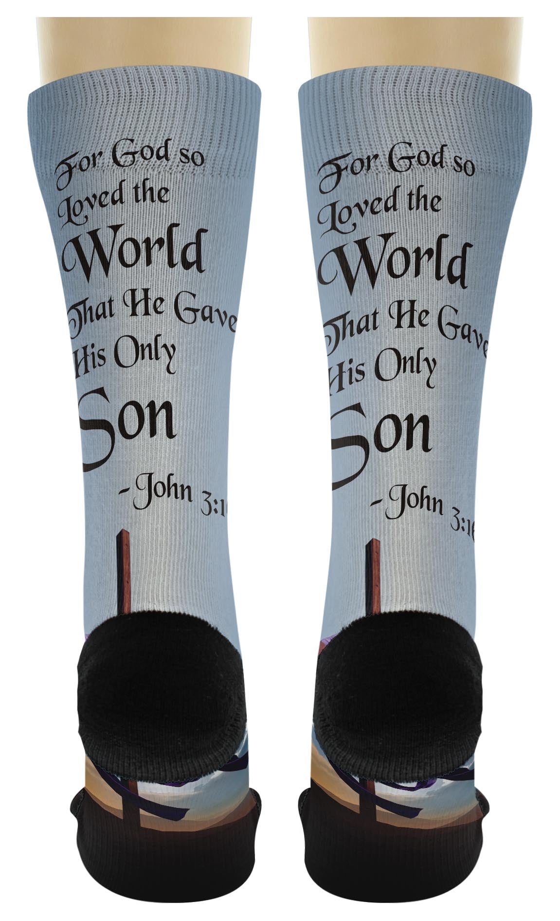 back view of a pair of socks