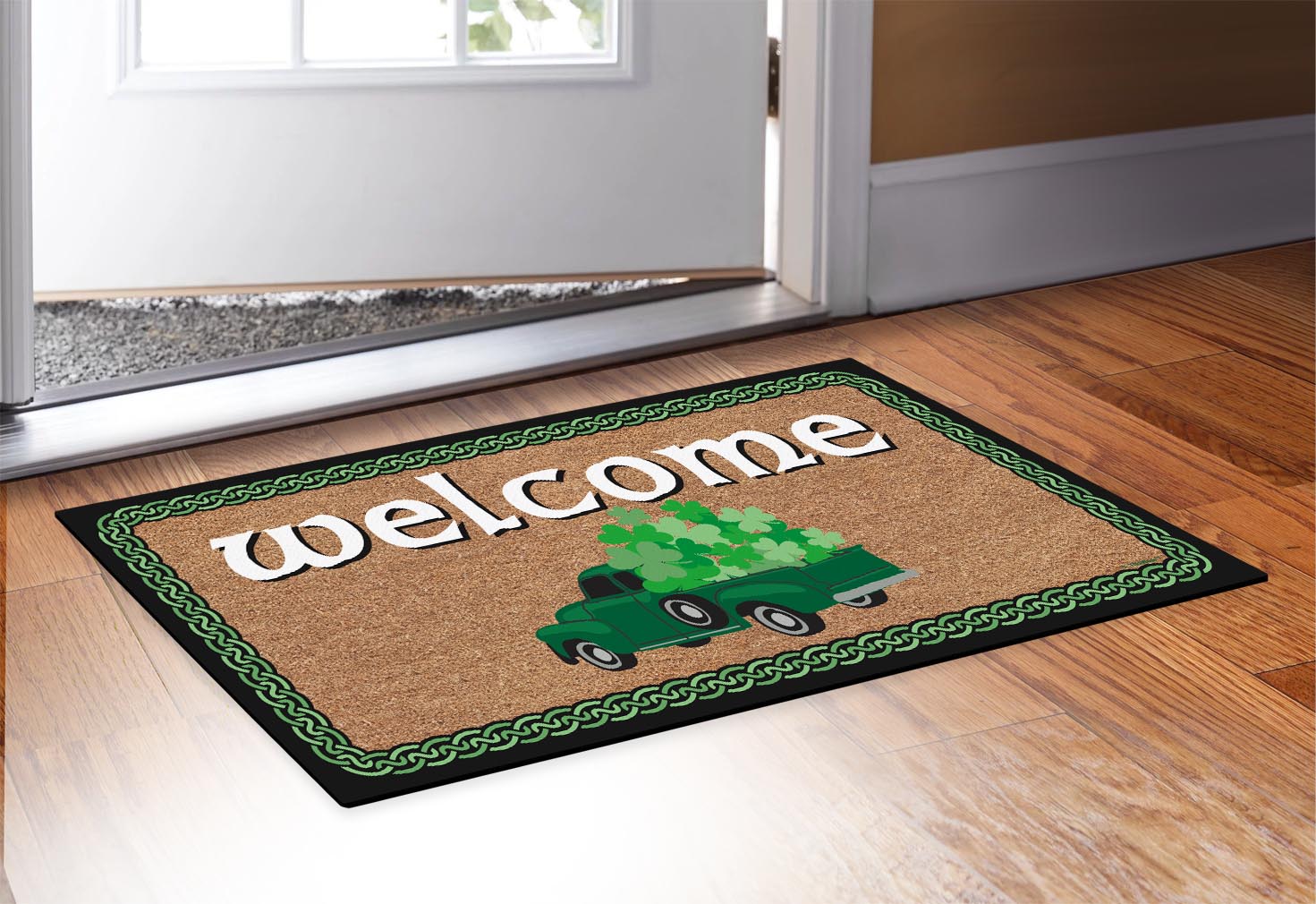 doormat in front of a door