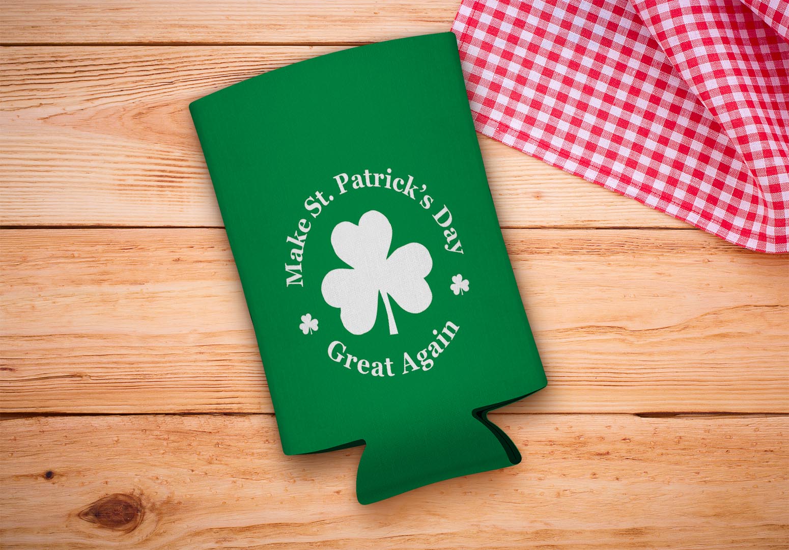 drink sleeve on a wood background