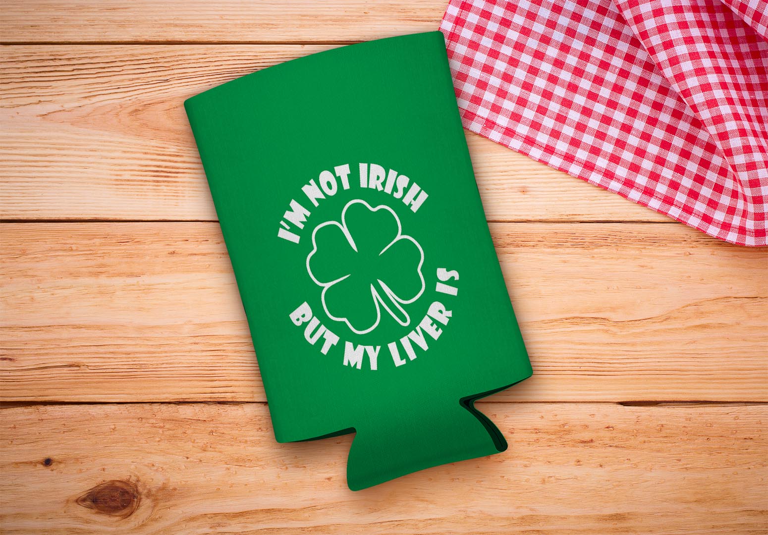 drink sleeve on a wood background