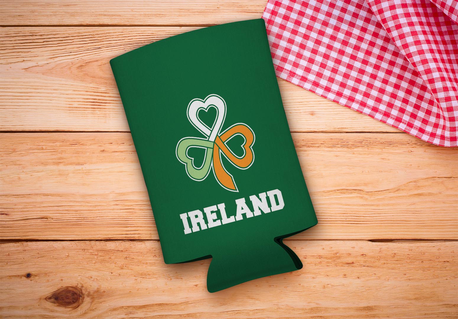drink sleeve on a wood background