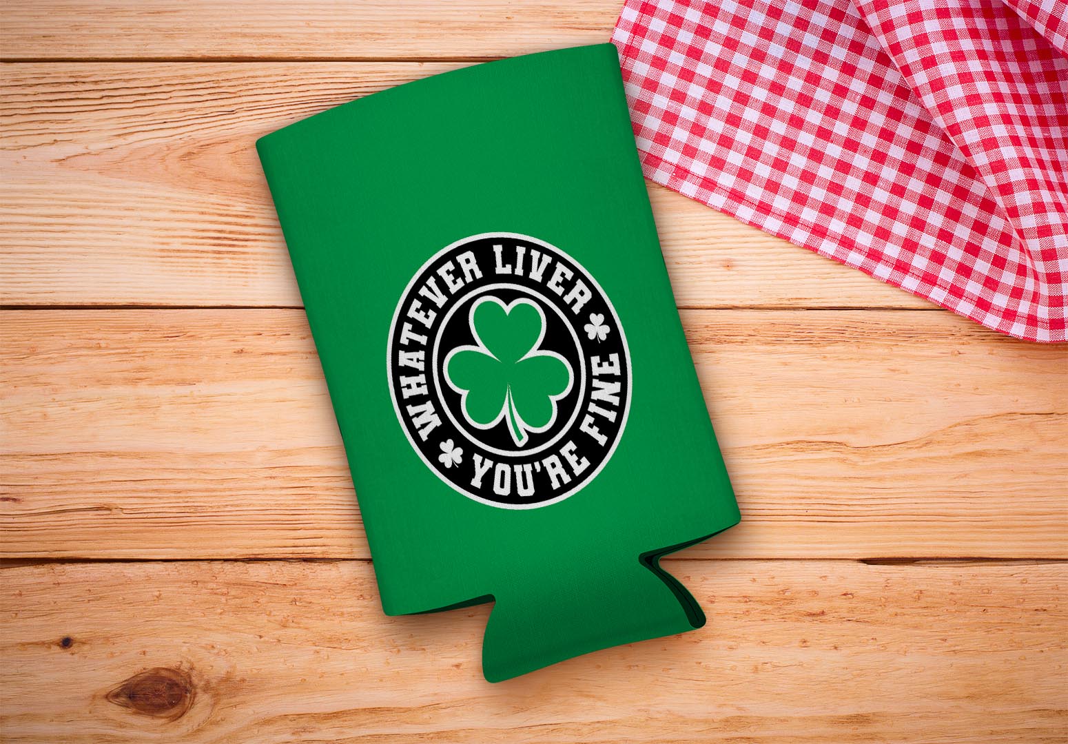 drink sleeve on a wood background