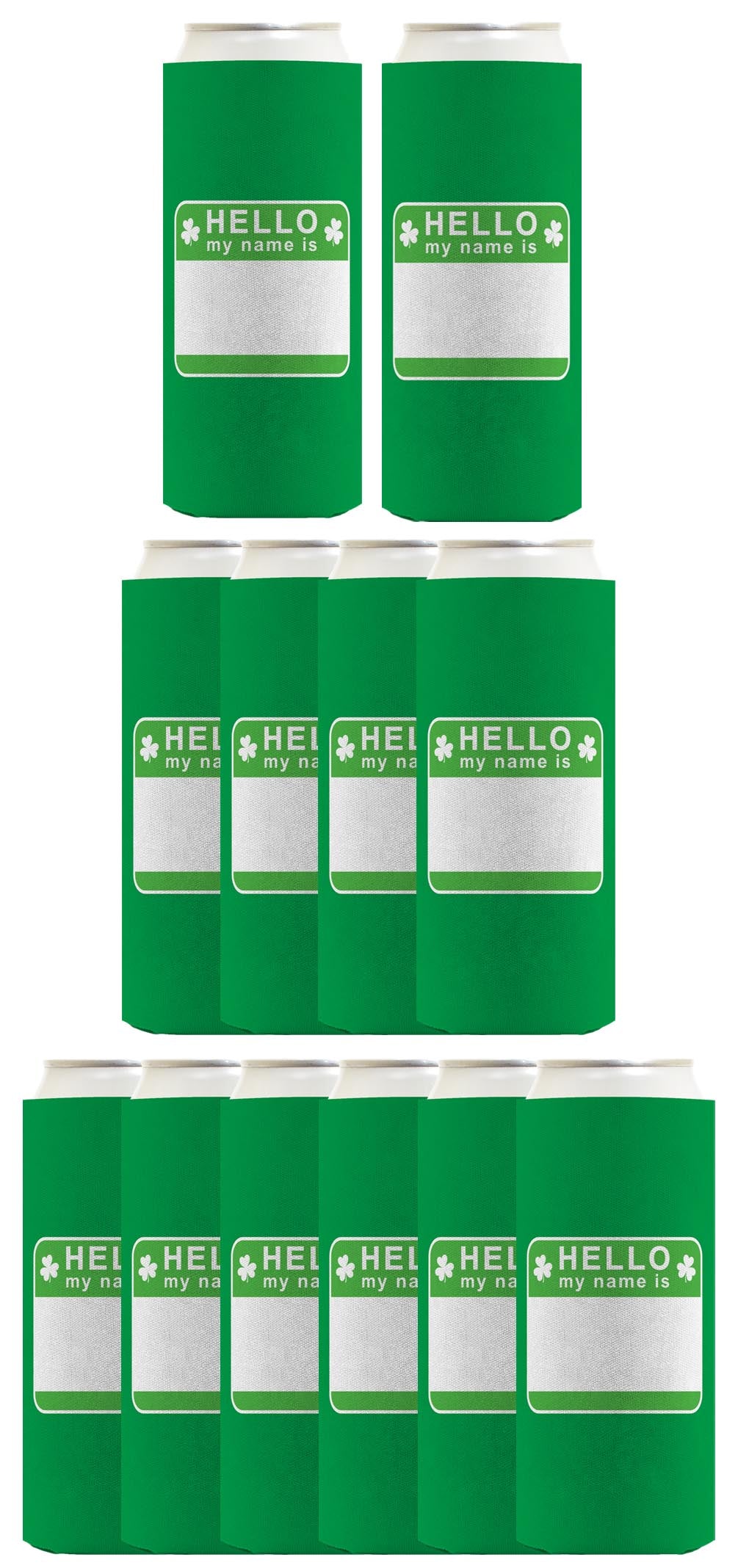 St Patricks Party Tag Hello My Name Is Standard or Slim Can Thermocooler Drink Sleeve