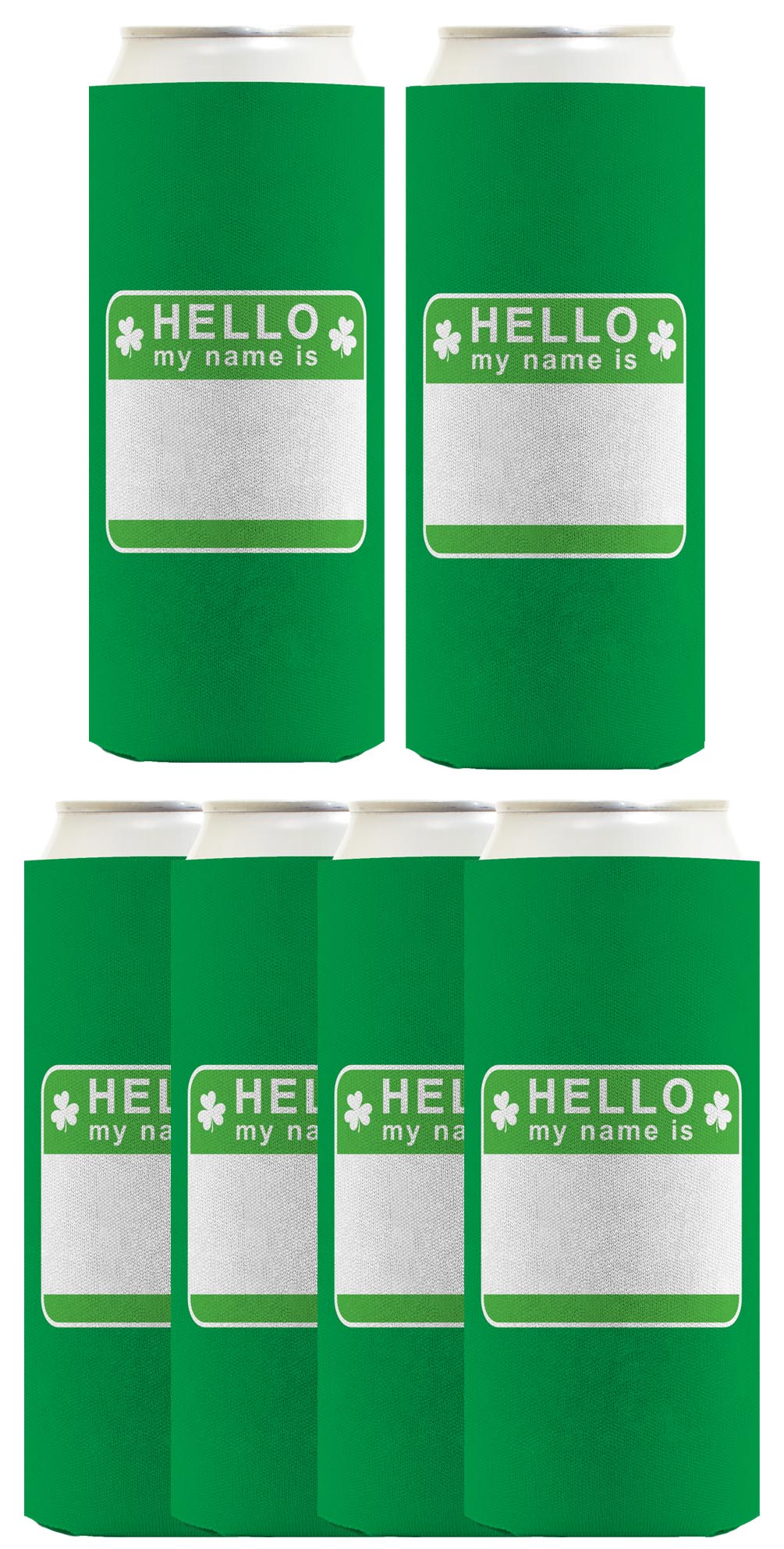 St Patricks Party Tag Hello My Name Is Standard or Slim Can Thermocooler Drink Sleeve