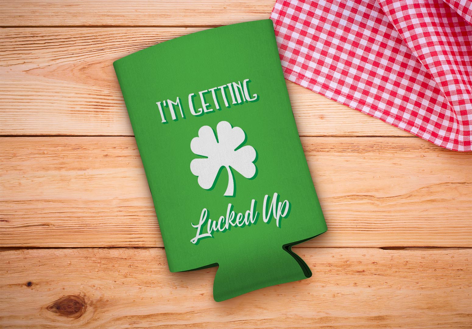 drink sleeve on a wood background